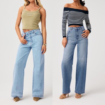 澳大利亚Abr@nd高腰直筒牛仔裤