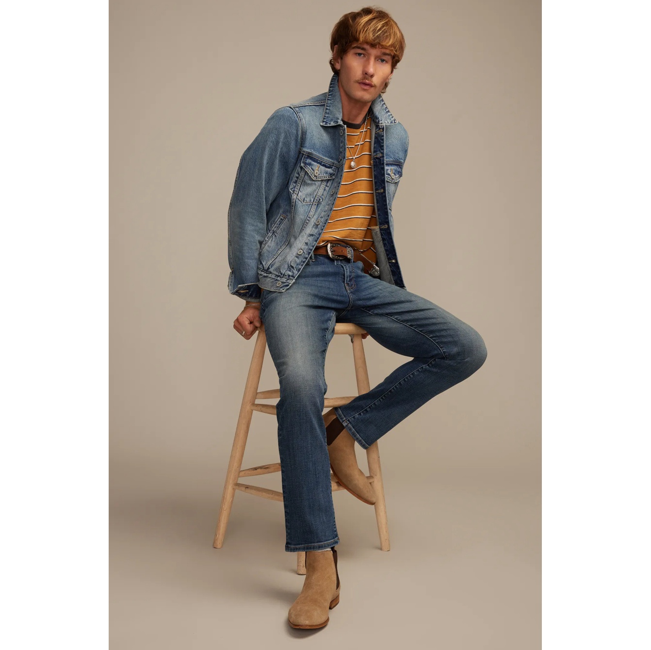 美系中产LB223蓝色水洗直筒裤