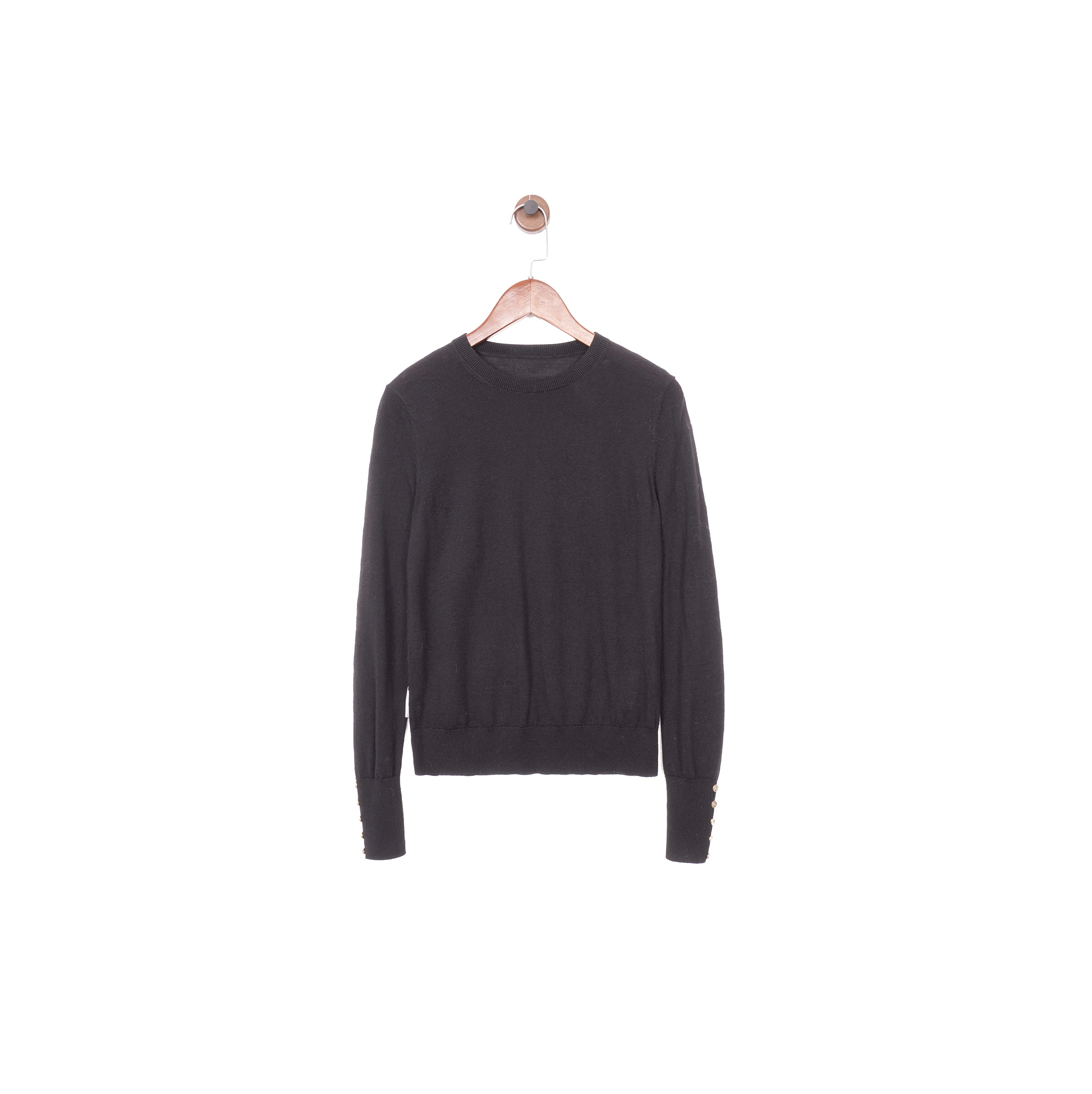 G1RDE@R黑色圆领扣饰针织衫