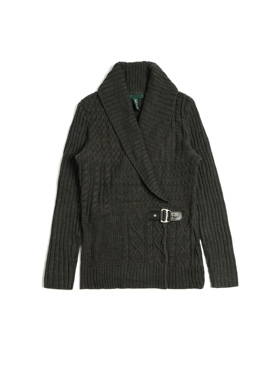 美系经典女款 棉质 Shawl-Collar Sweater提花收腰针织衫