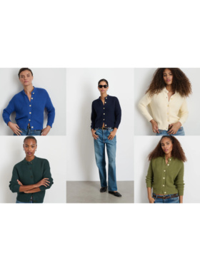 纽约高端小众AM 女款 棉质 nico休闲提花高圆领针织开衫 六款