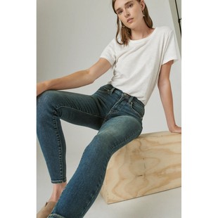 美系复古单宁LB 女款 高弹 AVA 水洗中腰修身九分skinny牛仔裤