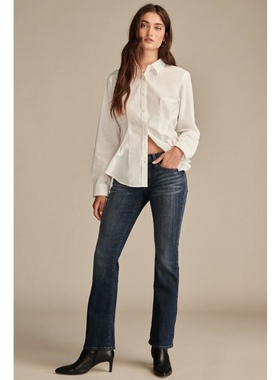 美系复古单宁LB 女款 sweet深蓝色中腰修身靴形牛仔裤