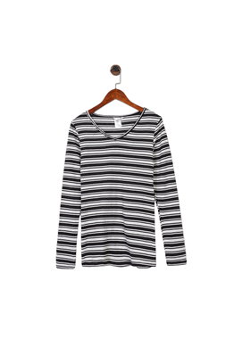 小众T*ermo 女款 条纹V领套头长袖休闲T恤 两色