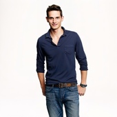 纯色翻领纽扣长袖 美系J 口袋针织T恤 Broken 男款 棉质