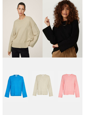 丹麦极简MC danna Rachelle极简圆领套头罗纹拼接针织衫 四色