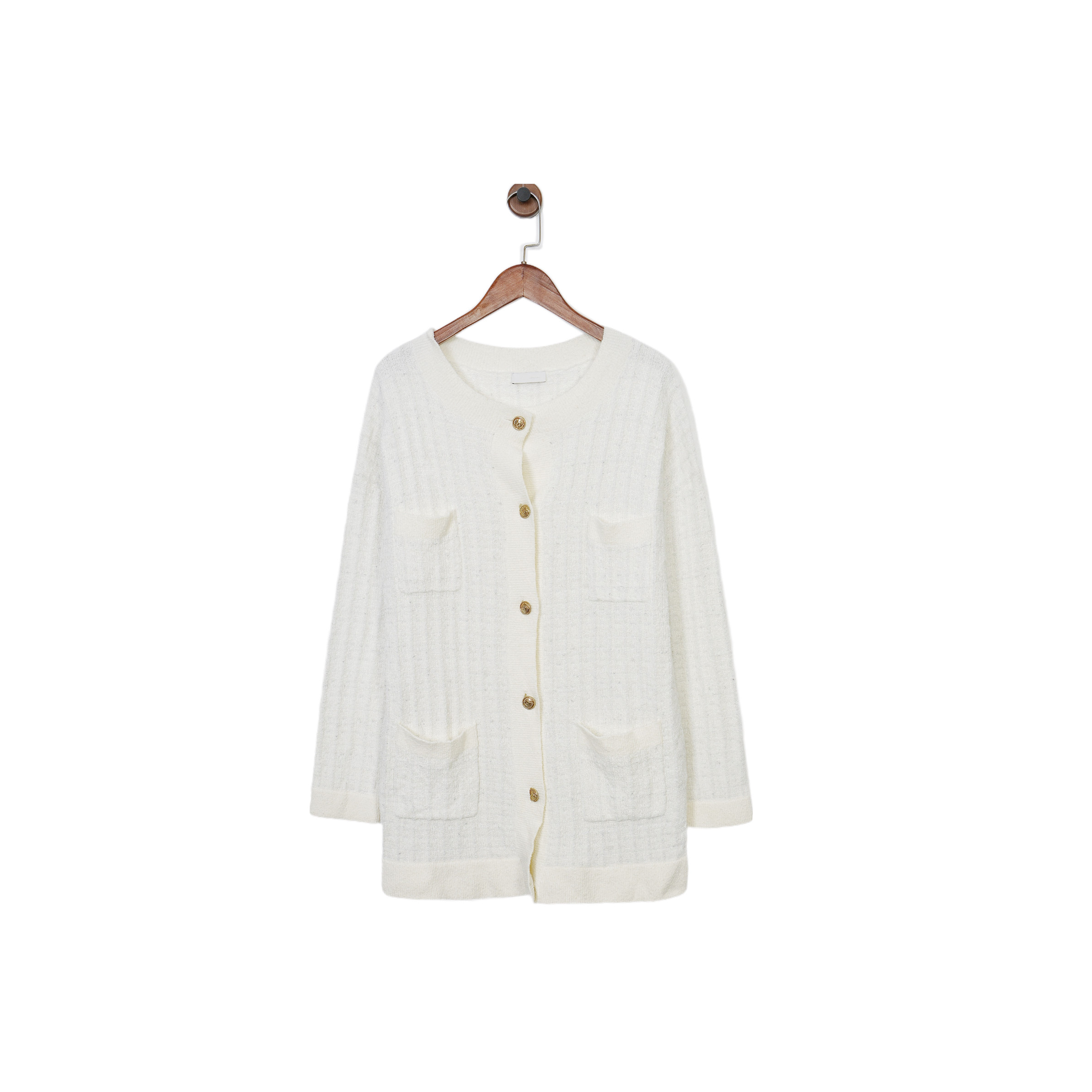 巴黎SD 女款 棉 白色提花亮丝多口袋圆领中款针织开衫,女装/女士精品,毛针织衫,淘宝优惠券,粉丝福利购,淘宝优惠卷