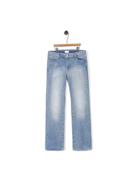 大码 洛杉矶高端牛仔7FAM 女款 蓝色 水洗做旧直筒牛仔裤