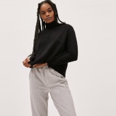 女款 100%羊绒 纯色高领套头落肩袖 美系极简E 毛衣 两色