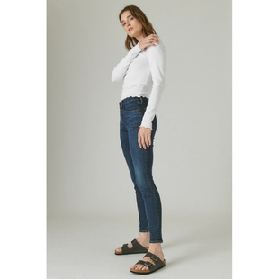 美系复古单宁LB 女款 高弹 ava skinny 蓝色中腰修身九分牛仔裤