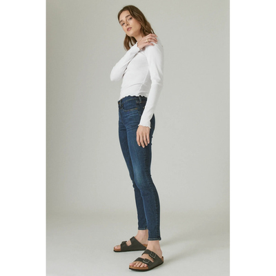 美系复古单宁LB 女款 高弹 ava skinny 蓝色中腰修身九分牛仔裤