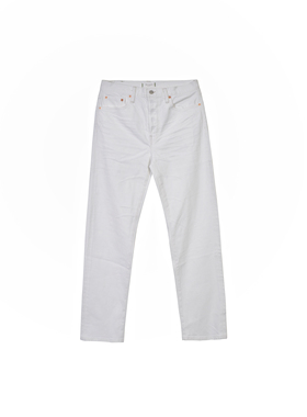 美系小众AE 中性 高端复古线1977 白色经典五袋阔腿直筒牛仔裤