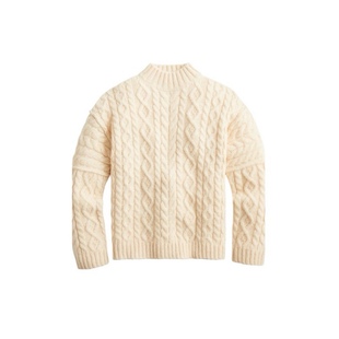 美系J 女款 Oversized暖杏色扭花立领套头毛衣针织衫