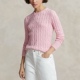 女款 粉色 美系经典 老钱风复古扭绳绞花圆领针织衫 毛衣