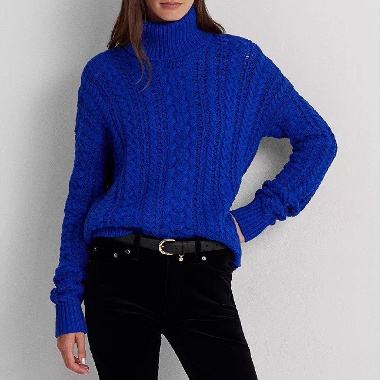 美系经典R 绿标女款 棉 纯色扭绳提花高领落肩袖毛衣 六色,女装/女士精品,毛针织衫,淘宝优惠券,粉丝福利购,淘宝优惠卷