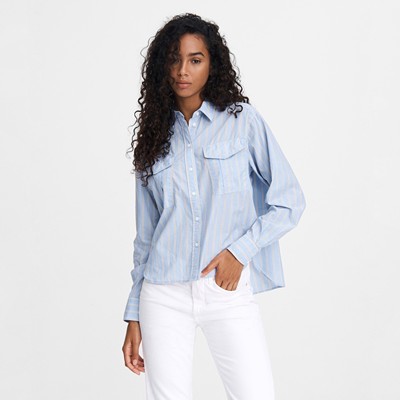 女款纽约轻奢R&B 295$ Florian Cropped宽松条纹衬衫