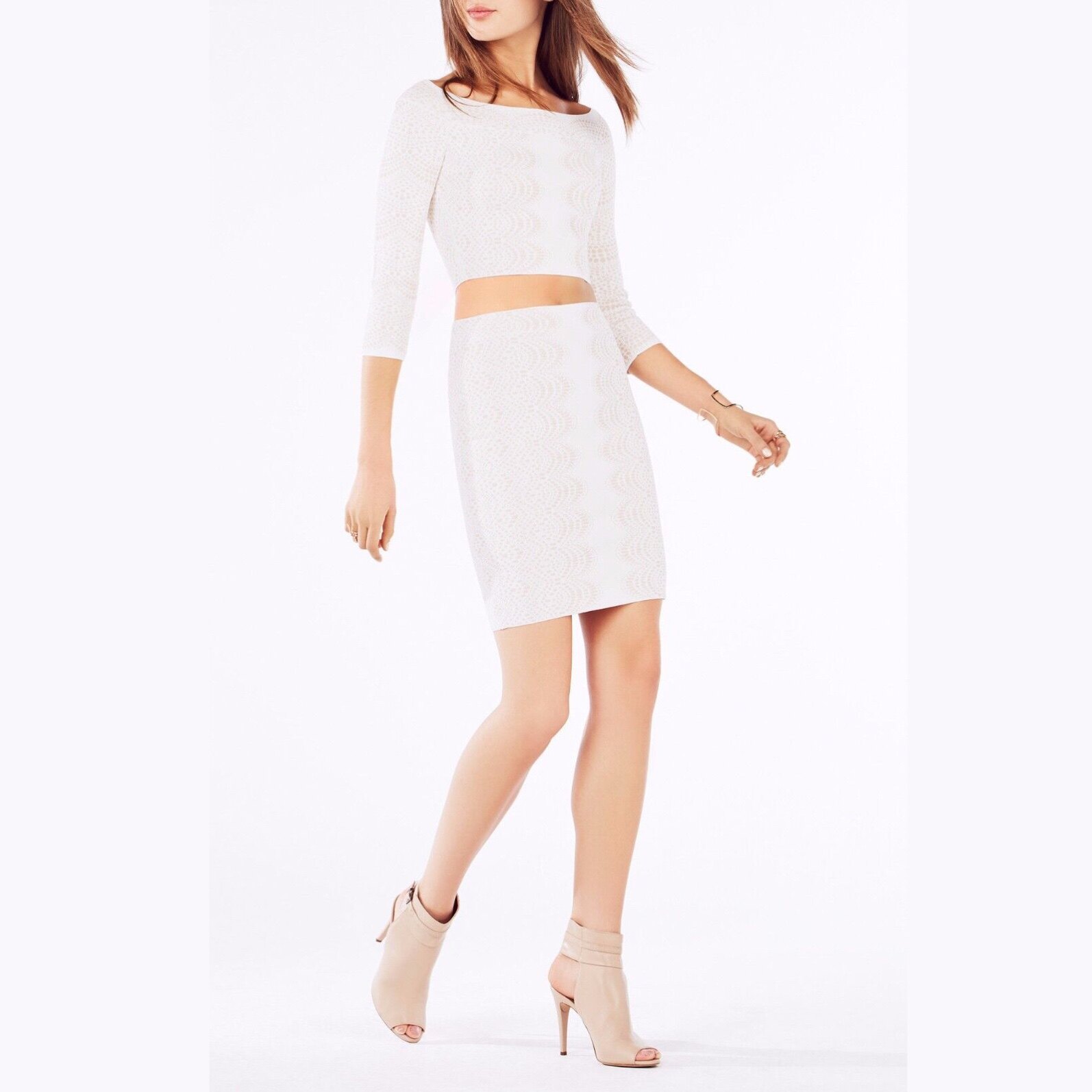 巴黎设计师b*bg波西米亚复古曲珠提花针织半身裙包臀裙