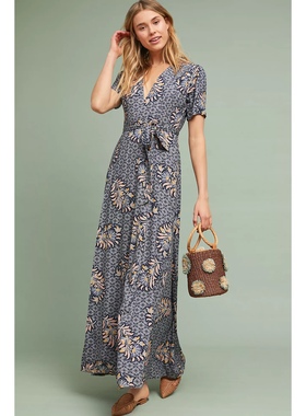 美系安家AP 女款 Zinaida 一片式超长绑带裹身连衣裙