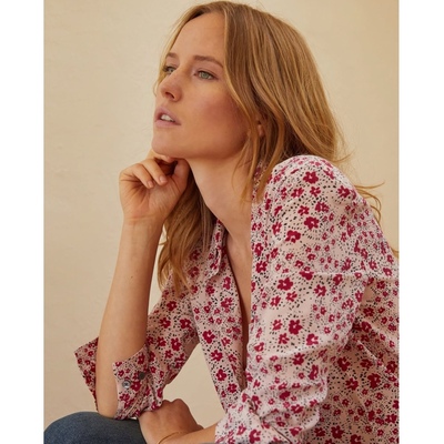 巴黎设计师EQ碎花印花翻领衬衫