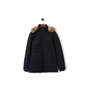 德系户外 女款 PIST 856 绗缝防风带毛领连帽棉服外套