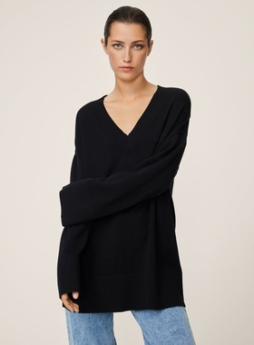 丹麦极简MC danna Rachelle休闲V领套头中长款针织衫 四色