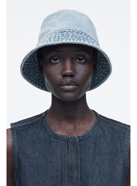 北欧极简C 女款 复古水洗做旧蓝色遮阳街头牛仔渔夫帽