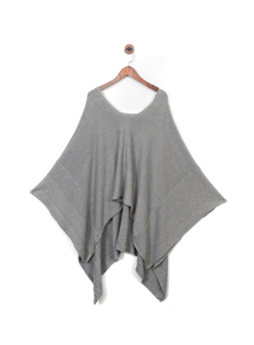 斯德哥尔摩0DD M*11Y 北欧波西米亚 棉 复古灰色罗纹V领针织斗篷