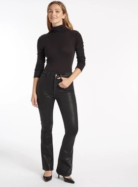 加州摩登SPLE*DID 女款 Super黑色涂层高腰修身微喇牛仔裤