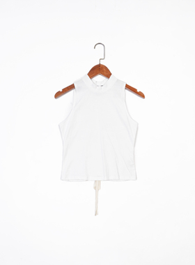 美系轻奢@lexis 女款 棉质 修身无袖抽绳短款T恤上衣