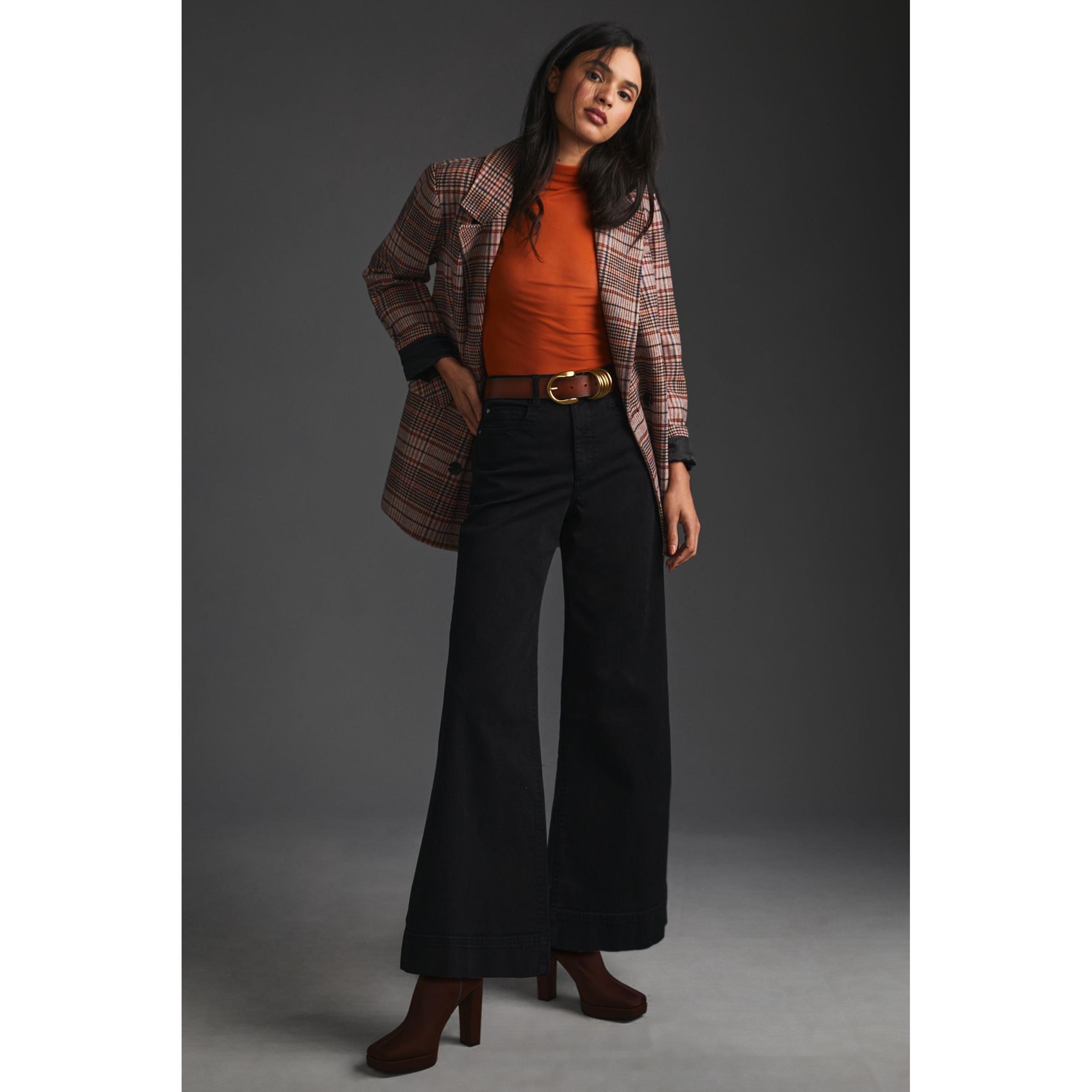 Jada复古高腰阔腿牛仔裤