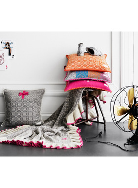 斯德哥尔摩0DD M*11Y北欧波西米亚 羊毛复古嵌花荷叶花边针织毛毯