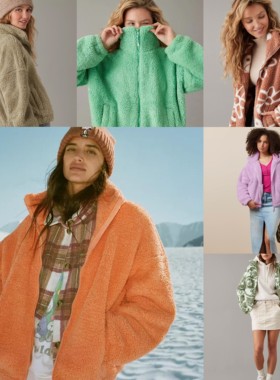 美系小众AE 女款 秋冬保暖摇粒绒短款拉链立领外套 多色