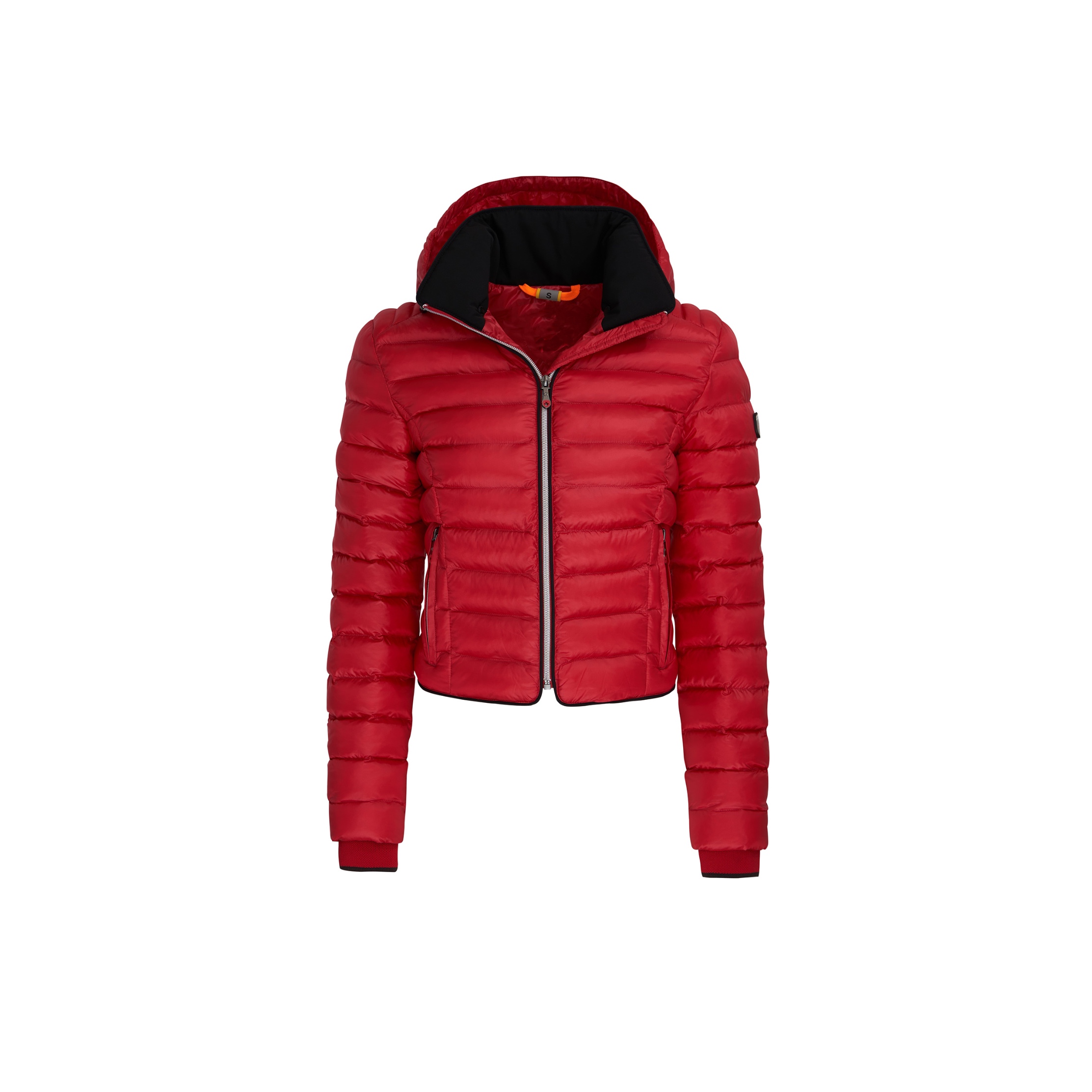 德系户外 女款 BON 红色超轻绗缝防风保暖连帽棉服夹克