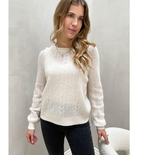 tatou扭花镂空插肩袖 毛衣 圆领长袖 针织衫 两色 薄款 丹麦极简Vil@