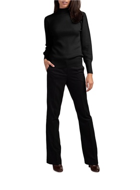 加州复古色彩TT 女款 $188 Tom Collins黑色罗纹立领灯笼袖针织衫