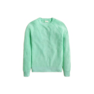 圆领套头针织衫 美系J 水洗浅绿色罗纹插肩袖 棉质 毛衣 男款