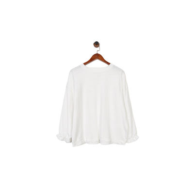 纯色圆领毛圈落肩袖卫衣