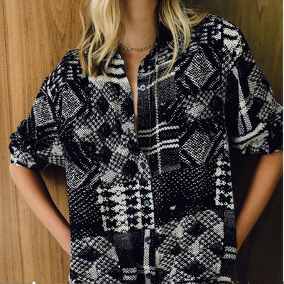 巴黎设计师EQ女款蛇纹印花衬衫