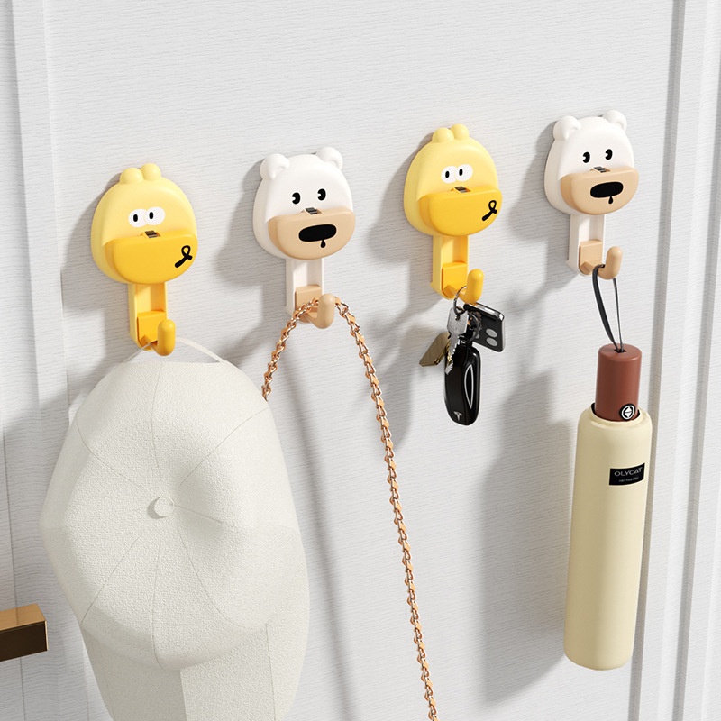 卡通立体吸盘挂钩真空免打孔装饰挂件衣帽粘钩门后厨房浴室挂钩