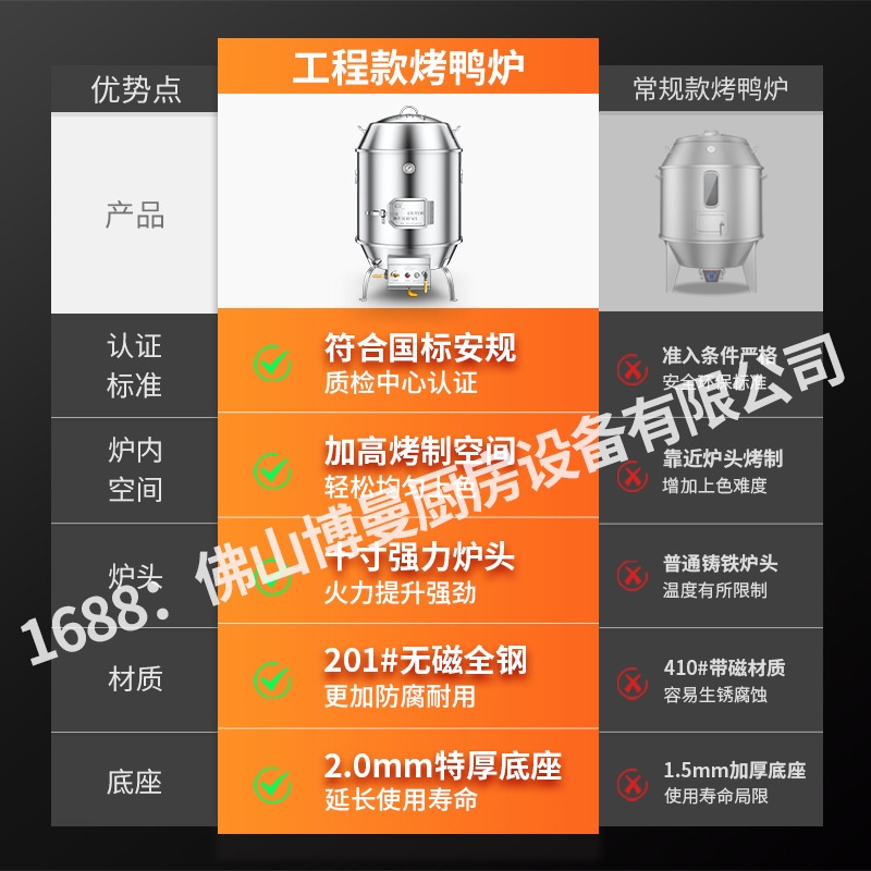 爱思考高温烤鸭炉火山石燃气不锈钢商用木炭烧鹅鸭烤鸡烤乳猪