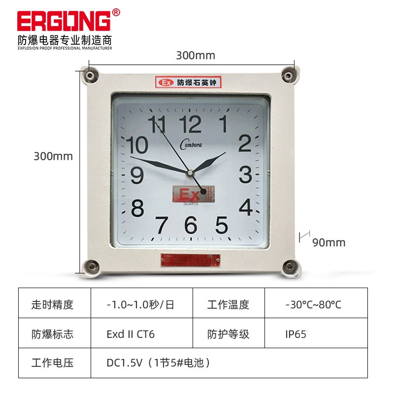 国产机芯现货碳钢300型F款壁挂式防爆挂钟防爆石英钟防爆电子钟