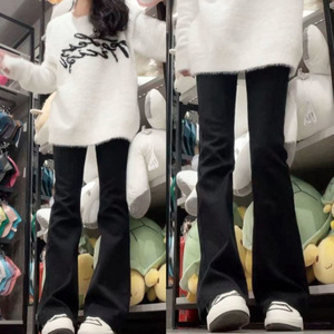 黑色微喇叭牛仔裤女高腰显瘦百搭2025新款阔腿拖地裤子软糯
