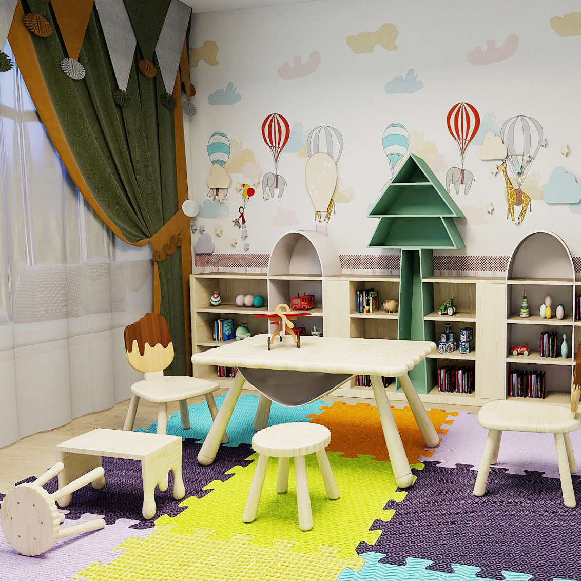 lazycolor全实木定制儿童收纳柜儿童书架储物柜绘本收纳柜定制