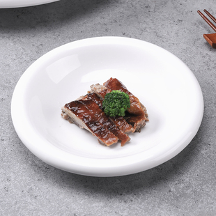 陶瓷圆形创意反边盘菜盘家用盘子酒店餐具西餐盘纯白色沙拉水果盘