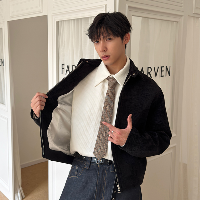 WESSK春季雪尼尔翻领三色夹克