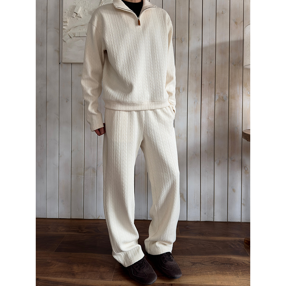 WESSK420克重磅抗起球麻花肌理秋季时尚休闲裤宽松情侣直筒卫裤