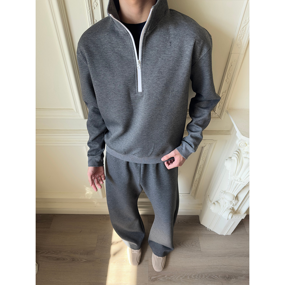 WESSK压胶拉链空气层抗起球Cleanfit短款半开领套头卫衣男女