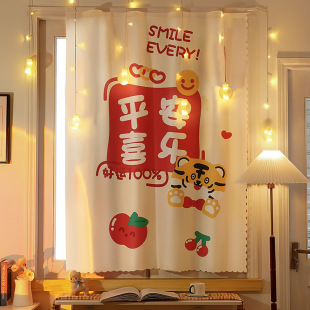 遮光布 免打孔安装 简易卡通小窗户遮挡出租房 印花魔术贴窗帘 数码