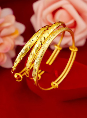 金版女款推拉手镯越南沙金满天星手镯精品女款流星雨龙凤手镯