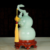 招财葫芦摆件玉石福禄工艺品客厅酒柜玄关店铺开业礼品办公室摆设